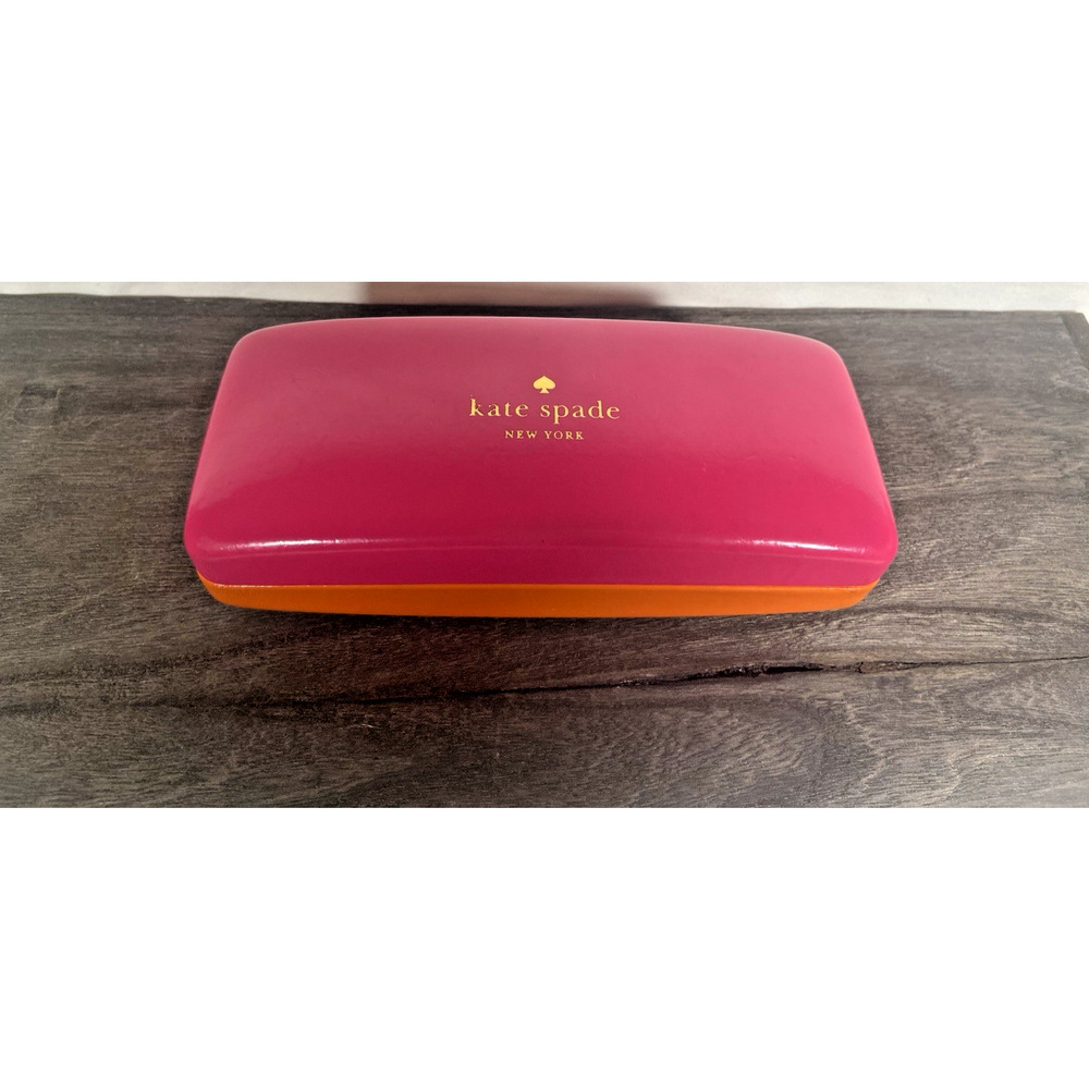 Kate Spade Pink Orange Patent Leather Clamshell Eyeglass Sunglass Case Pre-Owned
